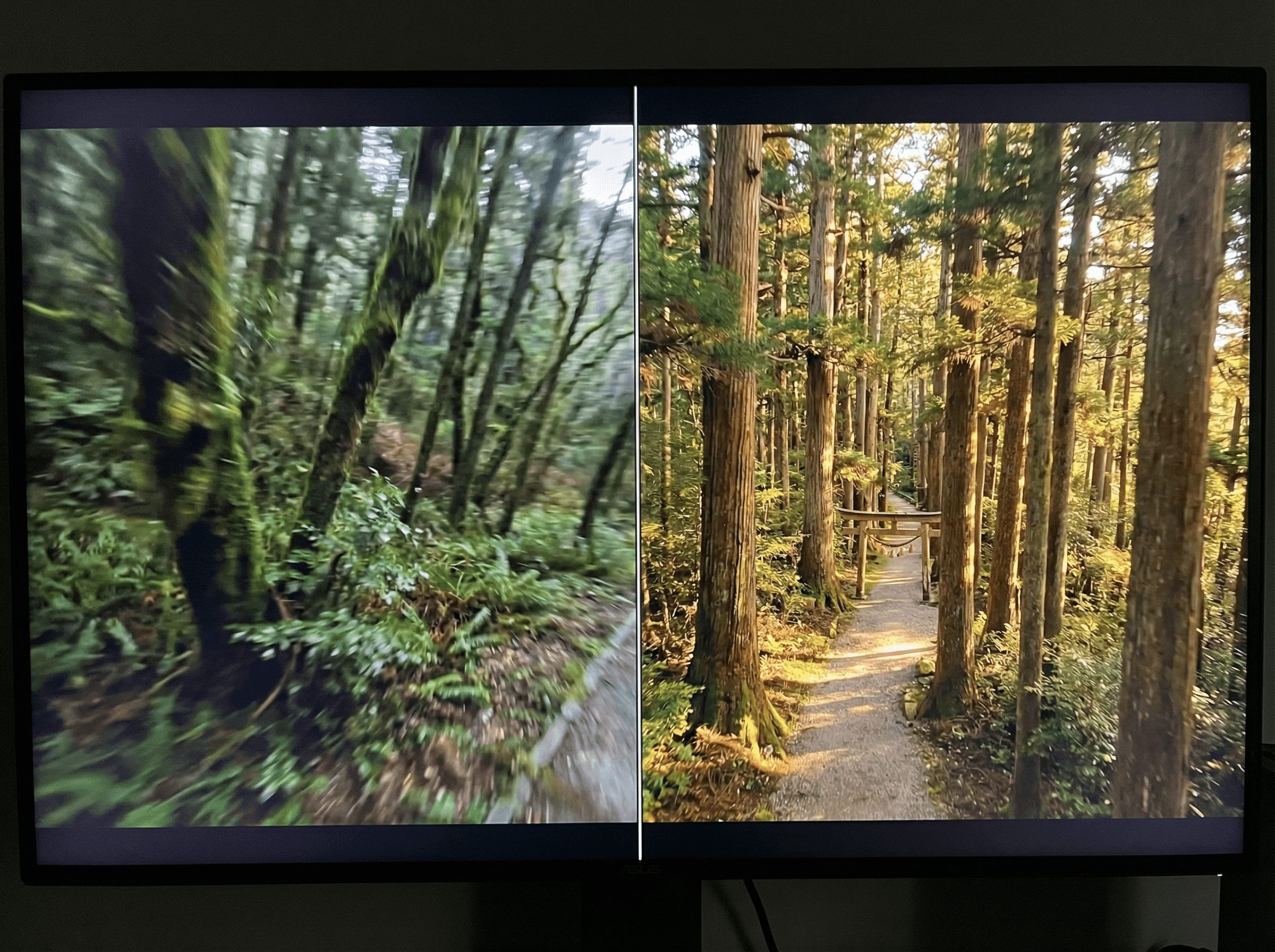 Before/After対比イメージ：揺れの目立つ初心者映像とプロ仕様のFPV映像